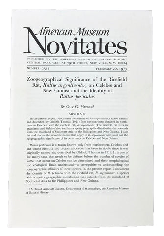 Zoogeographical Significance of the Ricefield Rat, Rattus argentiventer, on Celebes and New Guinea and the Identity of Rattus pesticulus