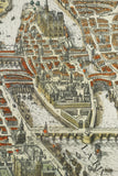 Map of Paris in a later hand-colored state, first published in 1615