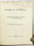 The Snakes of Australia; an illustrated and descriptive catalogue of all known species (with all 12 plates hand-colored and warmly inscribed by the author)