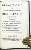 Joannis Raii de Variis Plantarum Methodis Methodis Dissertatio Brevis
