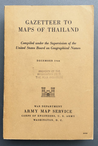 Gazetteer to Maps of Thailand.  Compiled Under the Supervision of the United States Board on Geographical Names