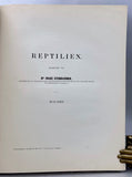 Reptilien (und) Amphibien.  Reise der österreichischen Fregatte Novara um die Erde in den Jahren 1857-59 unter den Befehlen des Commodore B. von Wüllerstorf-Urbair.  Band I: Reptilien + Band II: Amphibien, bound together in one volume